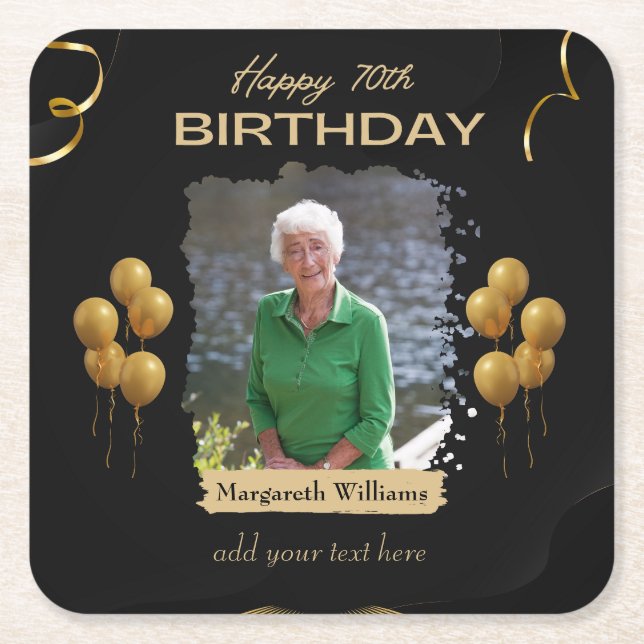 Photo Underlägg för 70:e födelsedagen Papper Kvadrat (Framsidan)