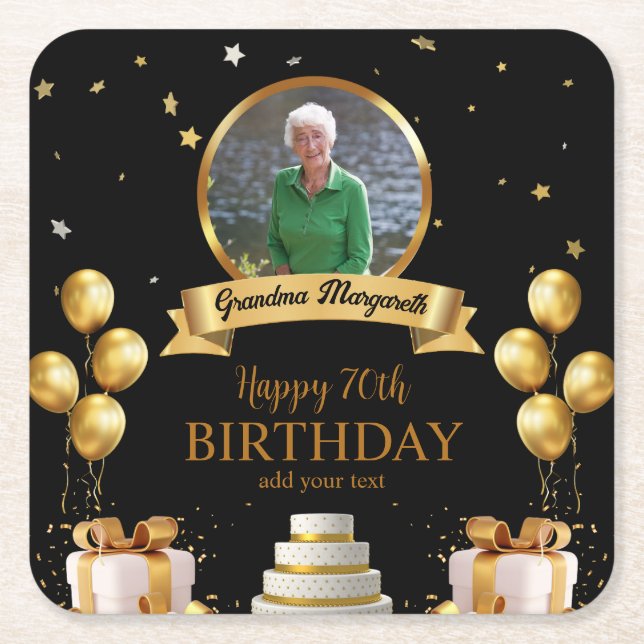 Photo Underlägg för 70:e födelsedagen Papper Kvadrat (Framsidan)