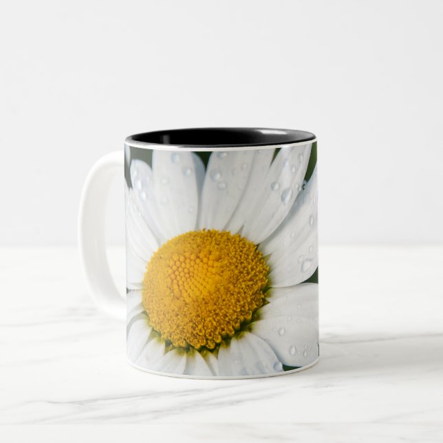 photo, une margueritte, font vert Två-Tonad mugg (Framsida vänster)