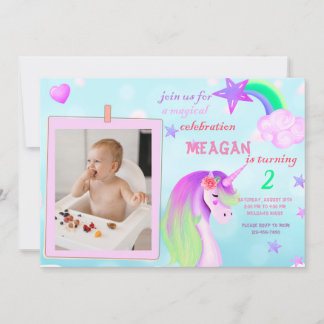 Photo Unicorn-födelsedag Inbjudningar