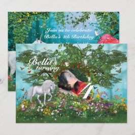 Photo Unicorn Födelsedagsfest inbjudan