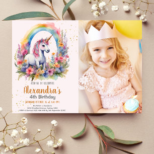 Photo Unicorn-Födelsedagsfest Inbjudningar