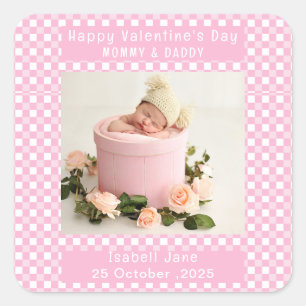 Photo Valentine för Mamma och pappa nya föräldrar Fyrkantigt Klistermärke