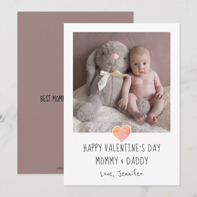 Photo Valentine för Mamma och pappa nya föräldrar Julkort (Fram/baksida)