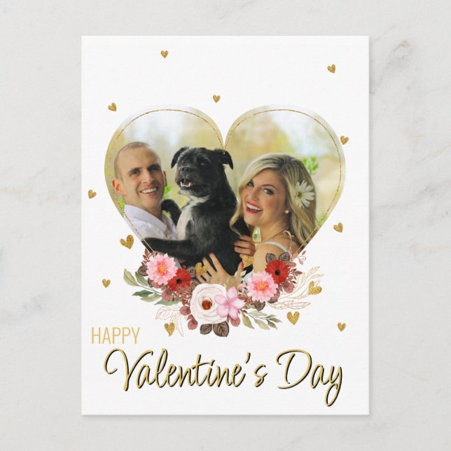 Photo Valentine's Day Heart Guld Glitter Hearts Helg Vykort (Framsida)