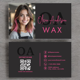 Photo Vax Esthetician QR Code Shock rosa Black Visitkort