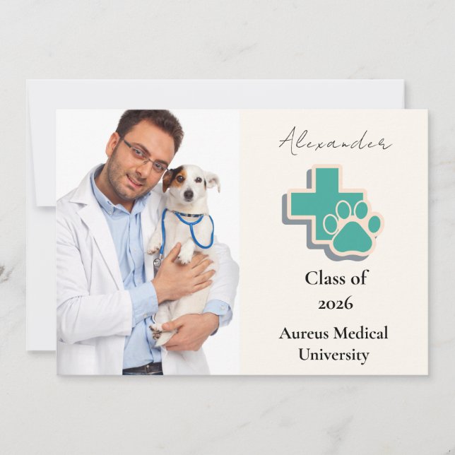  Photo Veterinary School Paw Graduation Party Meddelande (Framsida)