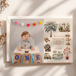 Photo Vild One Jungle Safari Animals Boy 1st Tack Kort
