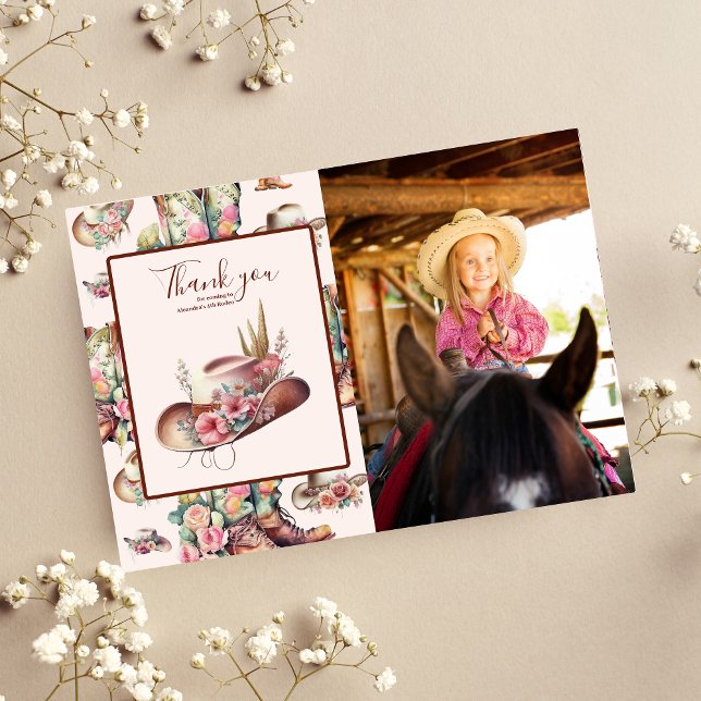 Photo Vilda western Cowgirl Land Western Birthday Tack Kort (Skapare uppladdad)