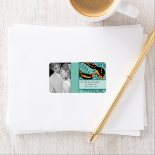 Photo Vintage Art Deco Destination Bird Mönster Adressetikett