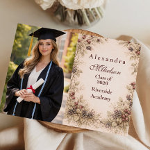 Photo Vintage Berry Botanical Graduation Party