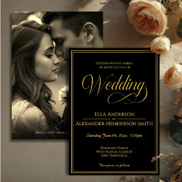 Photo Vintage Black Wedding Invitation Inbjudningar