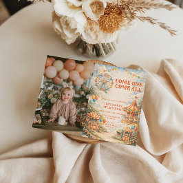 Photo Vintage Carnival Circus Birthday Inbjudningar