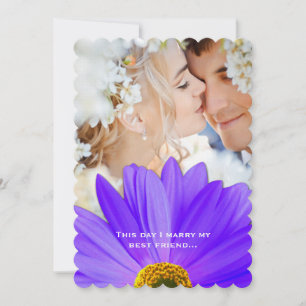 Photo Vintage Damask Lavender Gerber Daisy Bröllop Inbjudningar