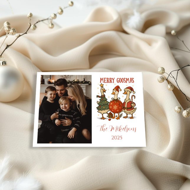 Photo Vintage Goose Christmas Julkort (Skapare uppladdad)