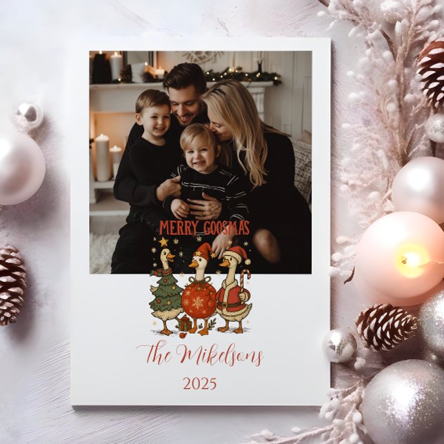 Photo Vintage Goose Christmas Julkort (Skapare uppladdad)