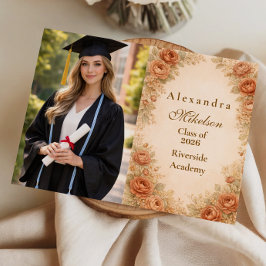 Photo Vintage Peach Rose Graduation Party Meddelande