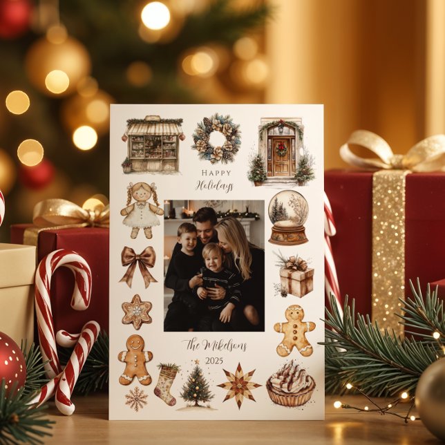 Photo Vintage Rustic Christmas Julkort (Skapare uppladdad)