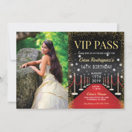 Photo VIP Pass Hollywood Red Carpet Birthday Inbjudningar