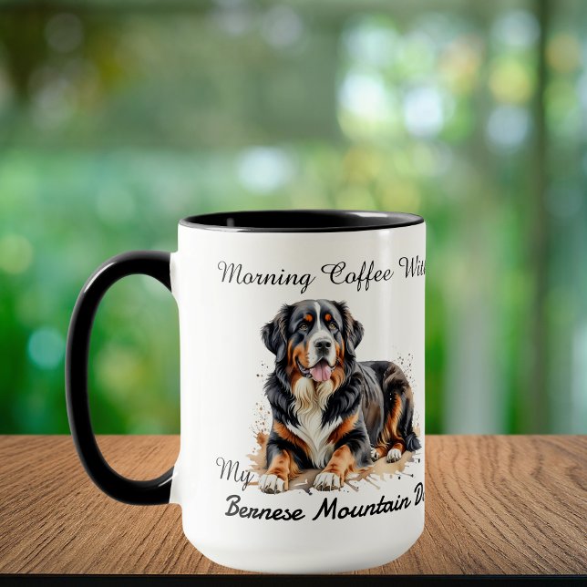 Photo Watercolor Bernese Mountain Hund Personalize Mugg (Skapare uppladdad)