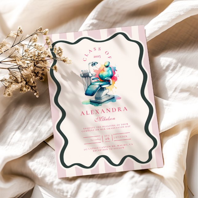 Photo Watercolor Female dentist Studenten Inbjudningar (Skapare uppladdad)