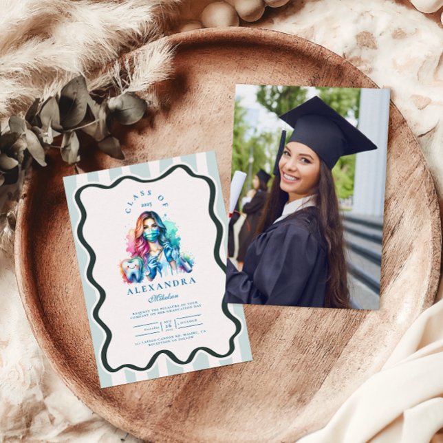 Photo Watercolor Female dentist Studenten Inbjudningar (Skapare uppladdad)