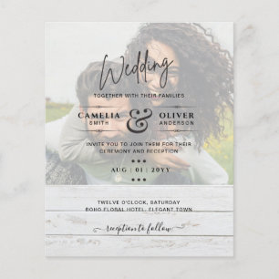 PHOTO WEDDING INVITATION Budget overlay Text LeahG Flygblad
