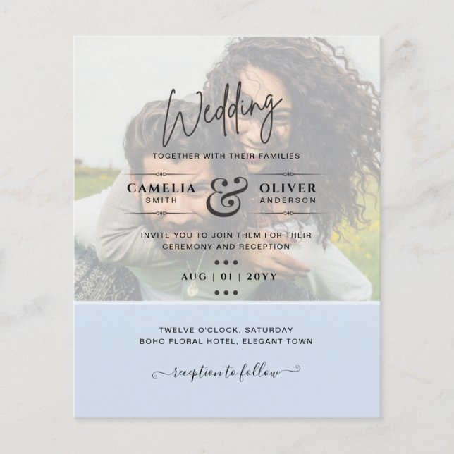 PHOTO WEDDING INVITATION Budget overlay Text LeahG Flygblad (Framsidan)