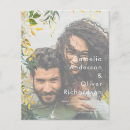 PHOTO WEDDING INVITATION Greenery Guld LeahG Flygblad