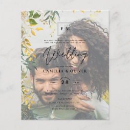 PHOTO WEDDING INVITATION Greenery Guld LeahG Flygblad
