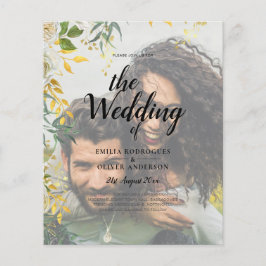 PHOTO WEDDING INVITATION Greenery Guld LeahG Flygblad
