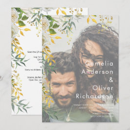 PHOTO WEDDING INVITATION Greenery Guld LeahG Inbjudningar