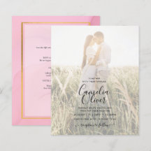 PHOTO WEDDING INVITATION  Rosa Guld BLÄCK LeahG
