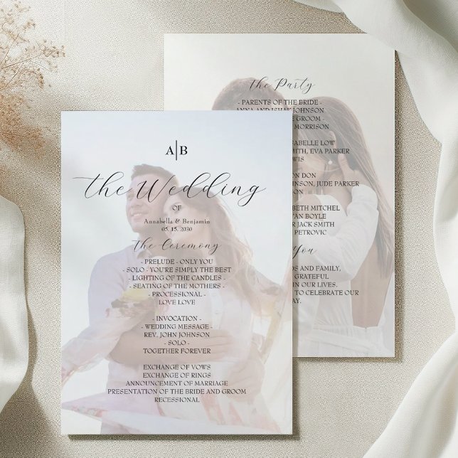 Photo Wedding Program with Monogram (Skapare uppladdad)