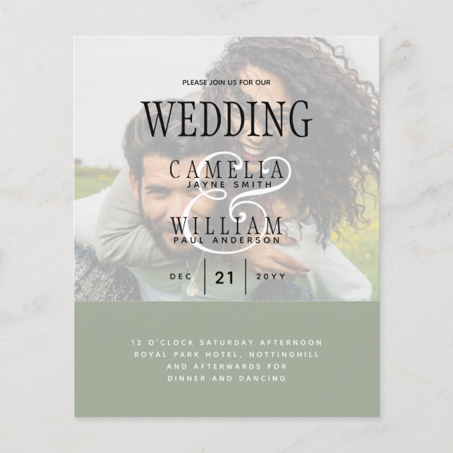 PHOTO WEDING INVITATION Overlay Text LeahG BUDGET Flygblad (Framsidan)