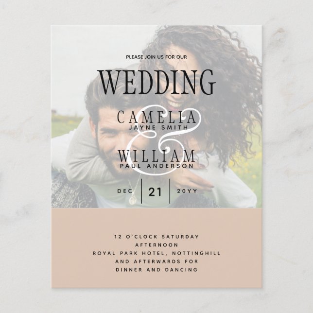 PHOTO WEDING INVITATION Overlay Text LeahG BUDGET Flygblad (Framsidan)