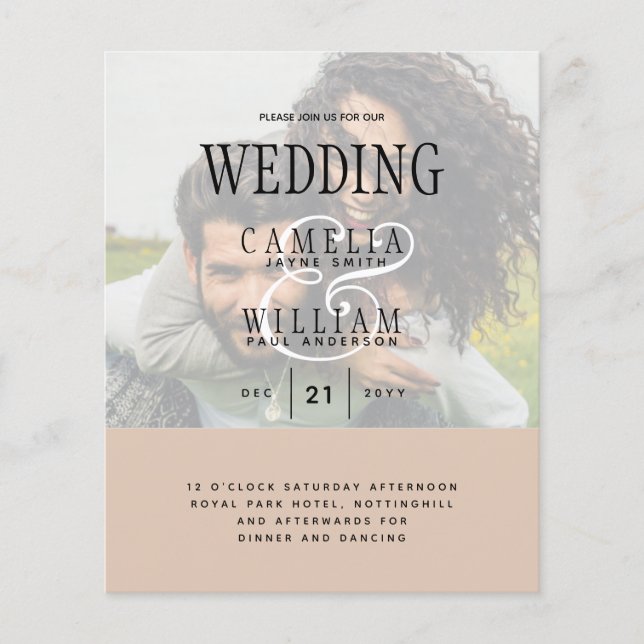 PHOTO WEDING INVITATION Overlay Text LeahG BUDGET Flygblad (Framsidan)