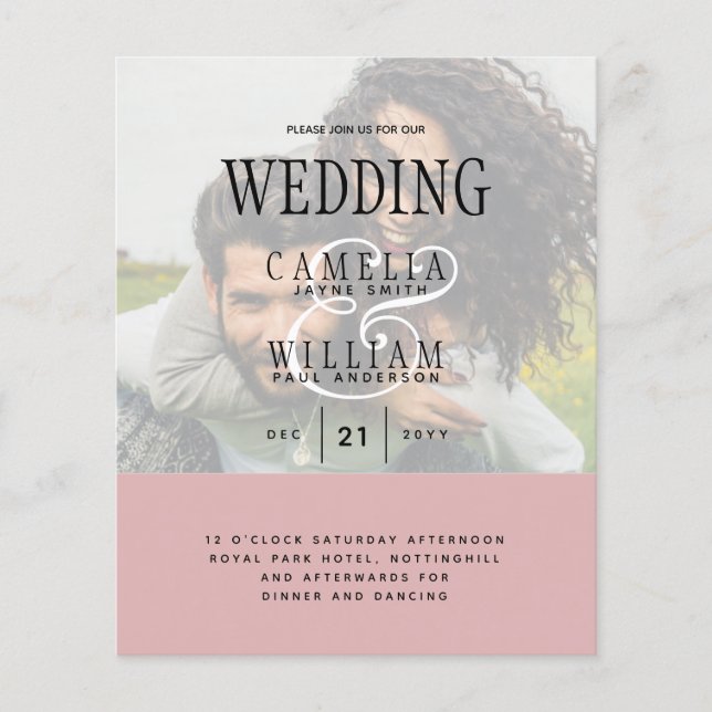 PHOTO WEDING INVITATION Overlay Text LeahG BUDGET Flygblad (Framsidan)