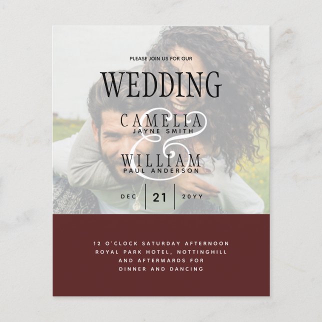 PHOTO WEDING INVITATION Overlay Text LeahG BUDGET Flygblad (Framsidan)