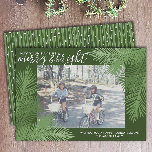 Photo Whimsical Branches Calligraphy Christmas Julkort (Skapare uppladdad)
