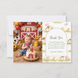 Photo Whimsical Farm Animals Pastel 1st Birthday Tack Kort