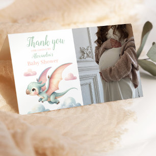 Photo Whimsical Pastel Dino Baby Shower Tack Kort