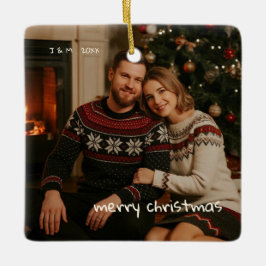 Photo Whimsical Red Doodle jul gift Julgransprydnad Keramik