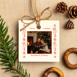Photo Whimsical Red Doodle jul gift Julgransprydnad Keramik