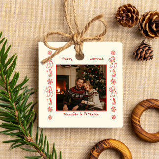 Photo Whimsical Red Doodle jul gift Julgransprydnad Keramik
