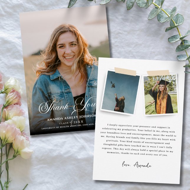 Photo White Black Studenten Tack Kort (Skapare uppladdad)