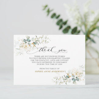 Photo White Blommigt Greenery Guld in Loving Memor Tack Kort