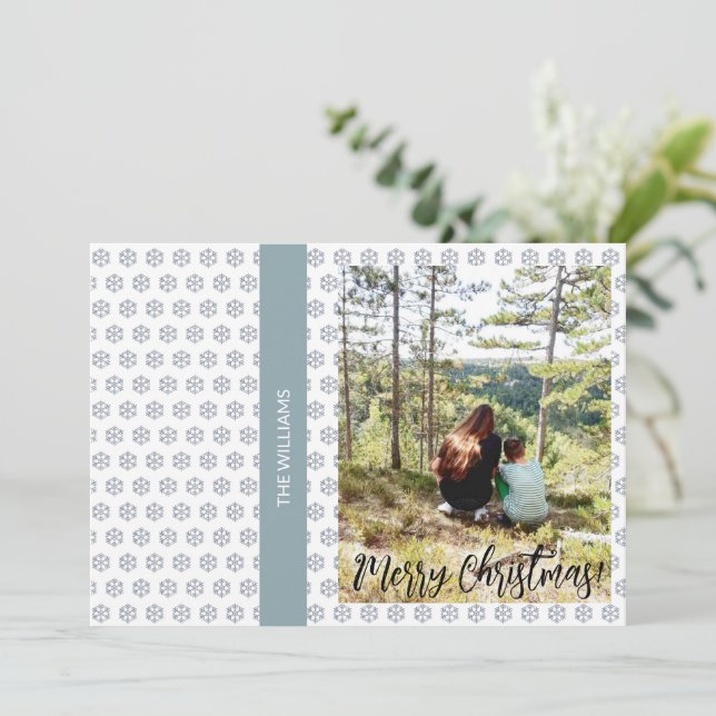 Photo White Blue i julfamiljen Julkort (Stående Fram)