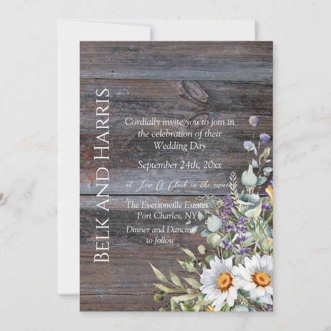 Photo White Daisy QR-kod Bröllop Inbjudningar (Framsida)