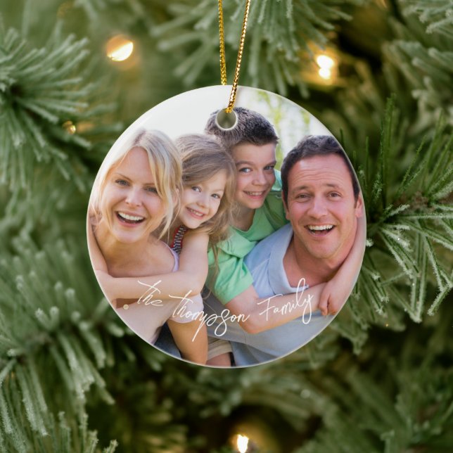 Photo White Script Ornament (Träd)